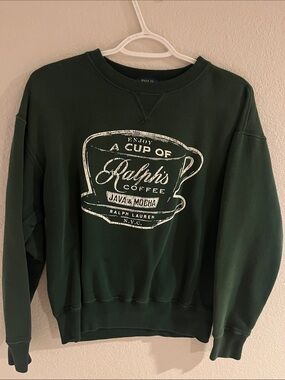 Ralph Lauren Dark Green Crewneck Sweatshirt with White Graphic